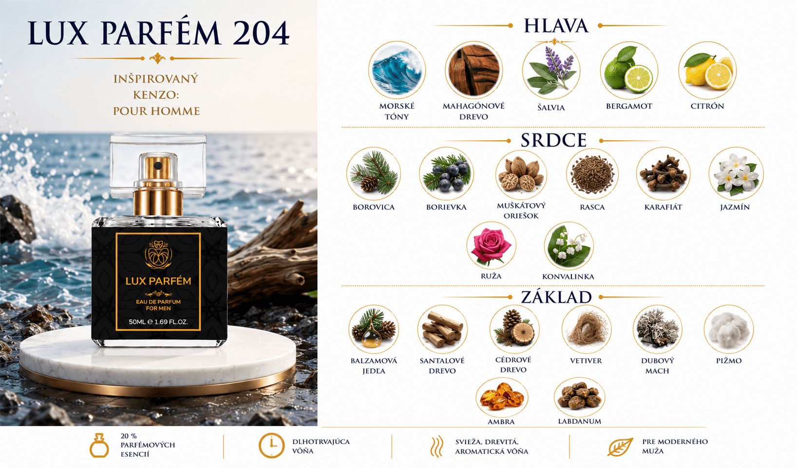 Lux Parfém 204 – Inšpirovaný Kenzo: Pour Homme